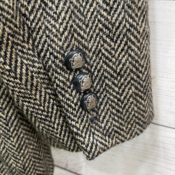 VINTAGE LAUREN RALPH LAUREN TWEED EQUESTRIAN 100% WOOL BLAZER IN HERRINGBONE - Picture 9 of 9